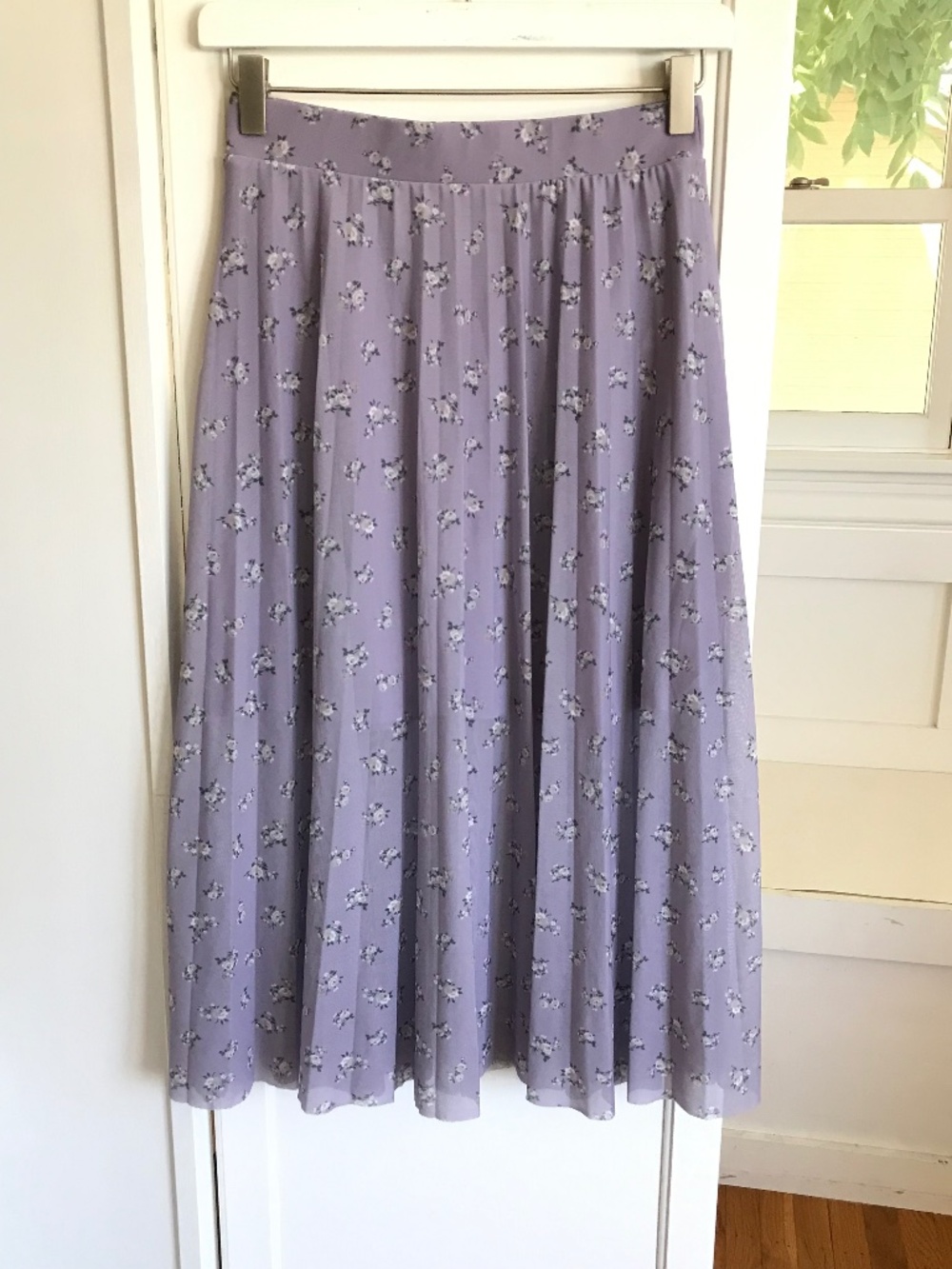 HOLLISTER Floral Midi Skirt Lavender White Women’s Size Small
